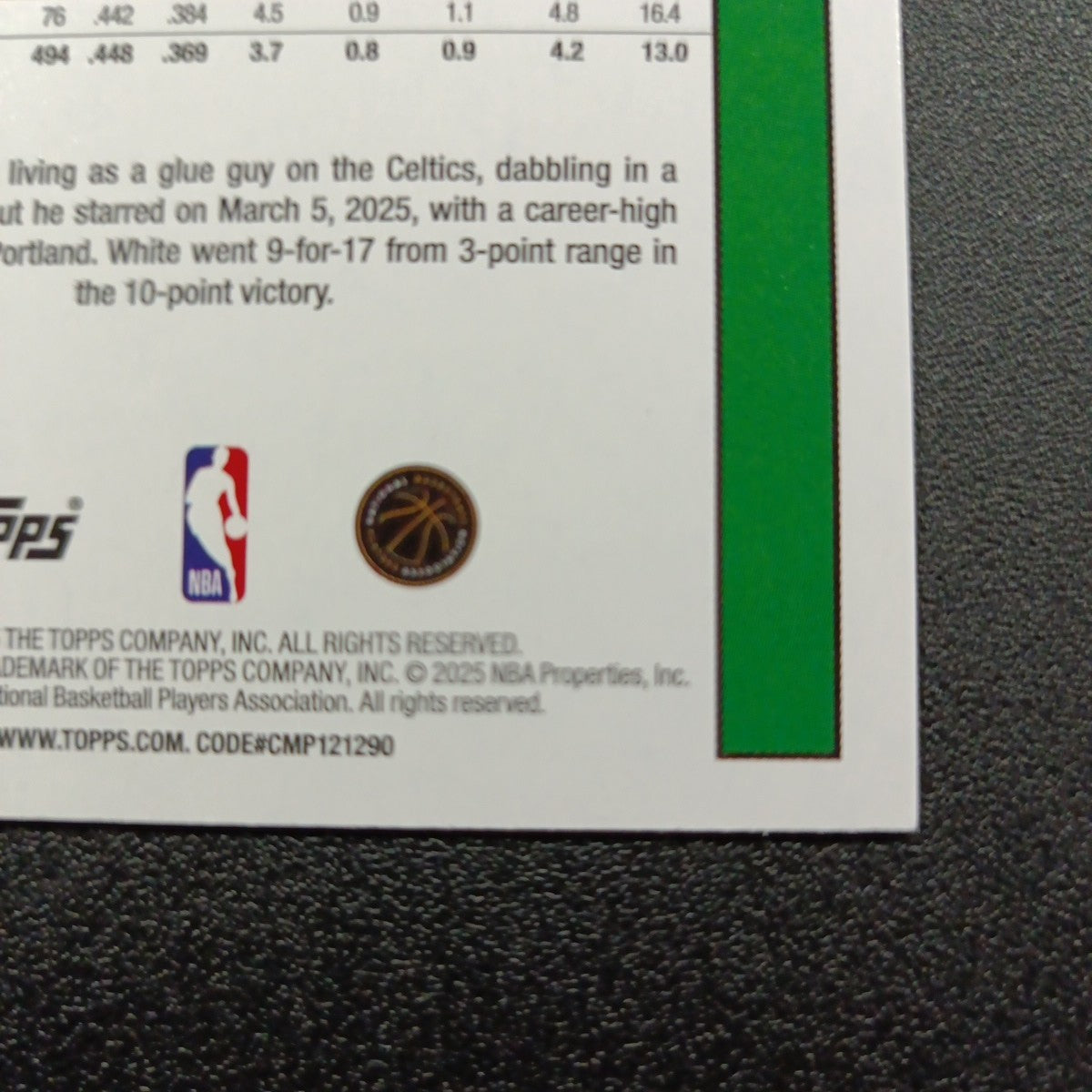 2025-26 Topps Basketball Card Derrick White Silver Foil 45th Anniversary