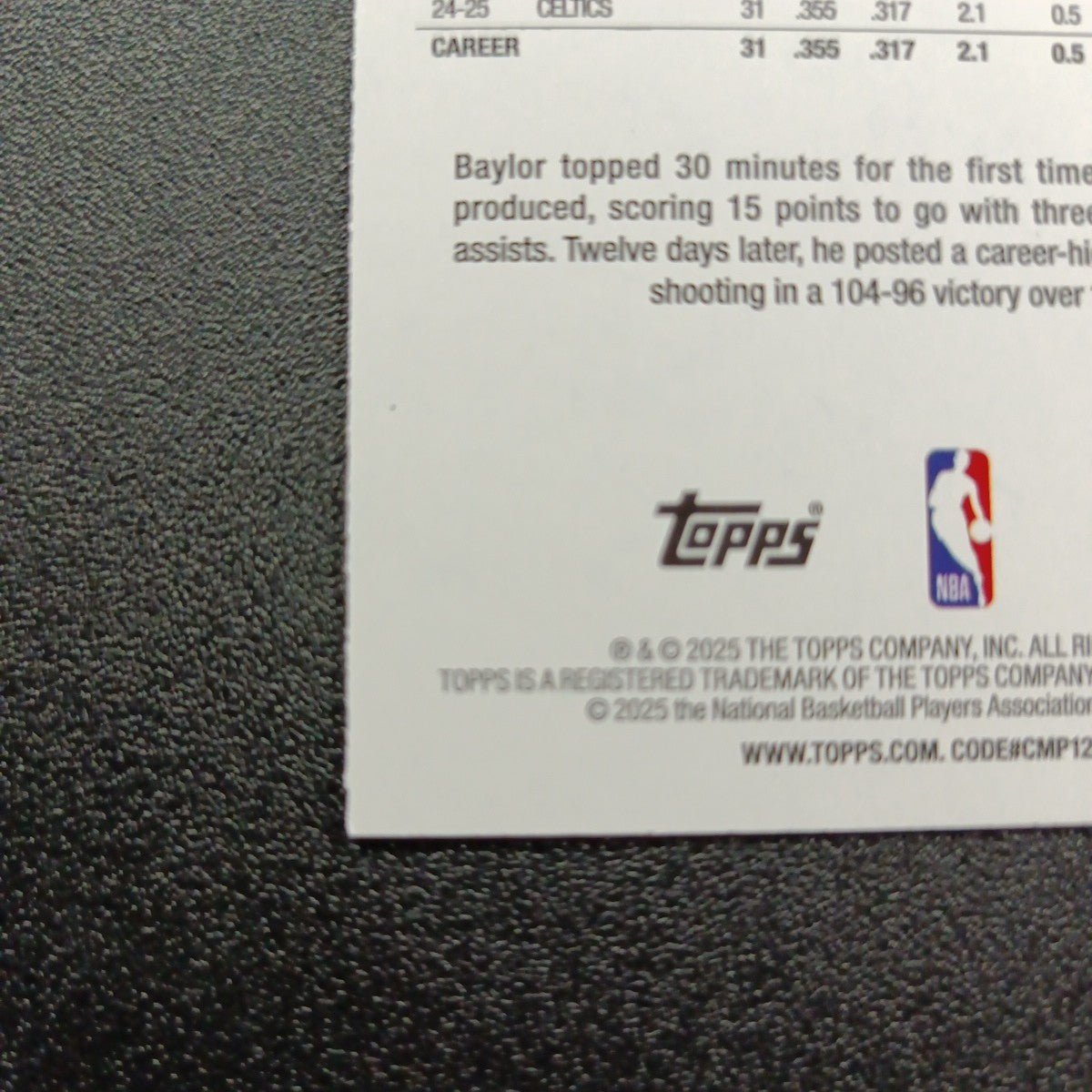 2025-26 Topps Basketball Card Baylor Sheierman Silver Foil 45th Anniversary