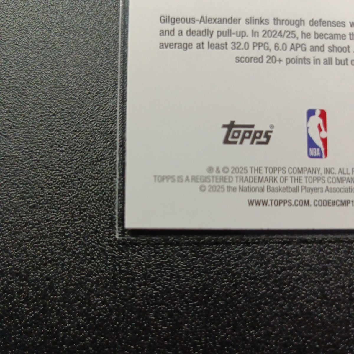 2025-26 Topps Basketball Card Shai Gilgeous Silver Foil 45th Anniversary