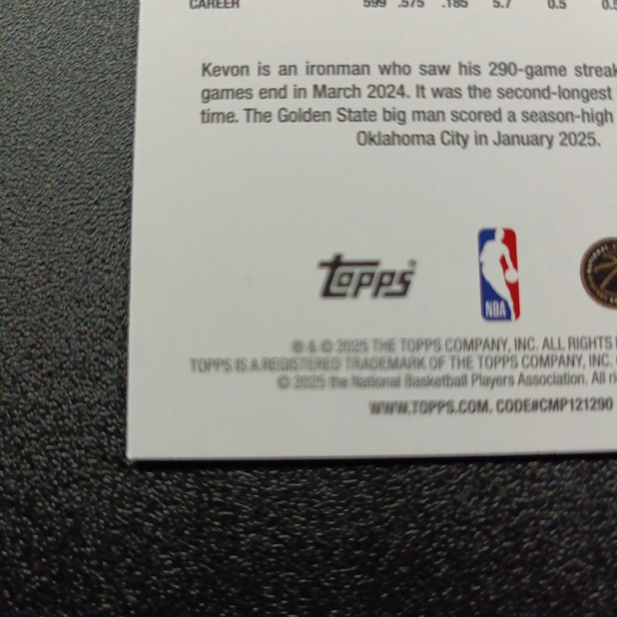 2025-26 Topps Basketball Card Kevon Looney Silver Foil 45th Anniversary