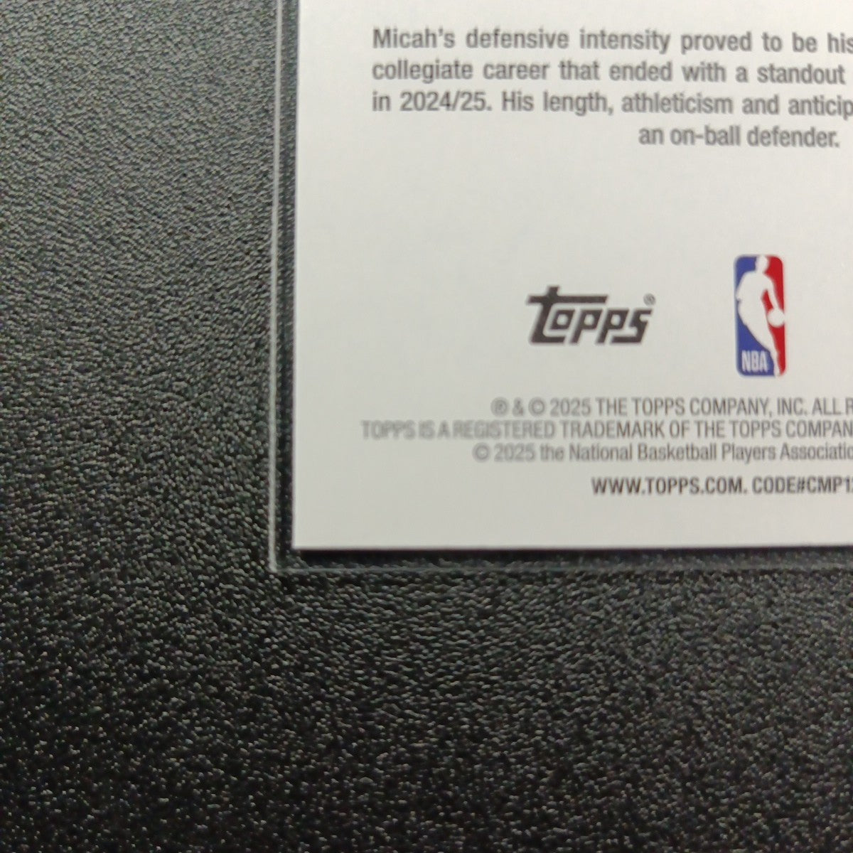 2025-26 Topps Basketball Card Micah Peavy Silver Foil 45th Anniversary Case Hit