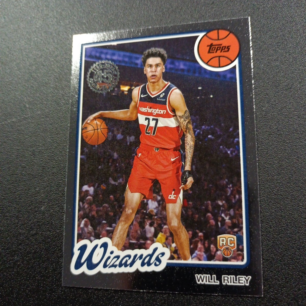 2025-26 Topps Basketball Card Will Riley Silver Foil 45th Anniversary
