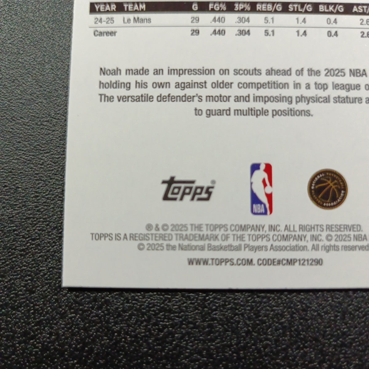 2025-26 Topps Basketball Card Noah Penda Silver Foil 45th Anniversary