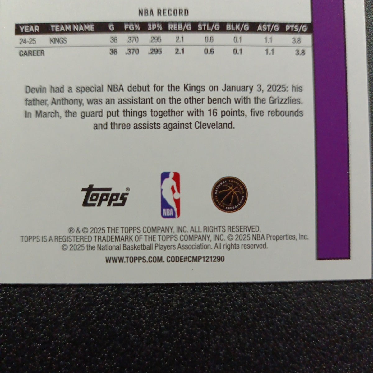 2025-26 Topps Basketball Card Devin Carter Silver Foil 45th Anniversary