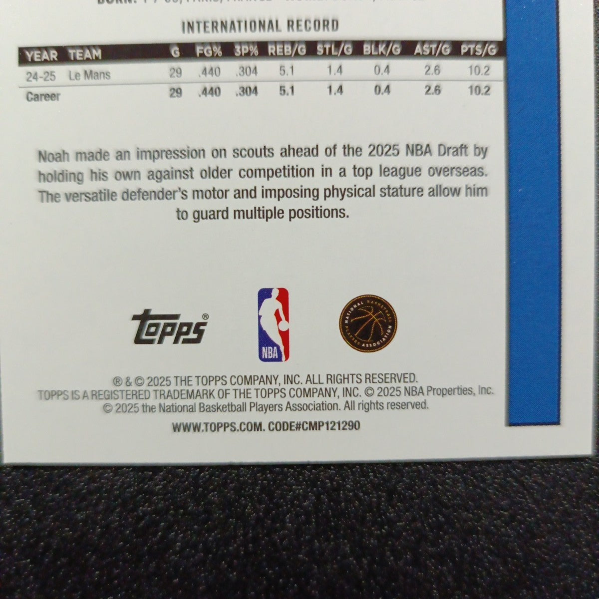 2025-26 Topps Basketball Card Noah Penda Silver Foil 45th Anniversary