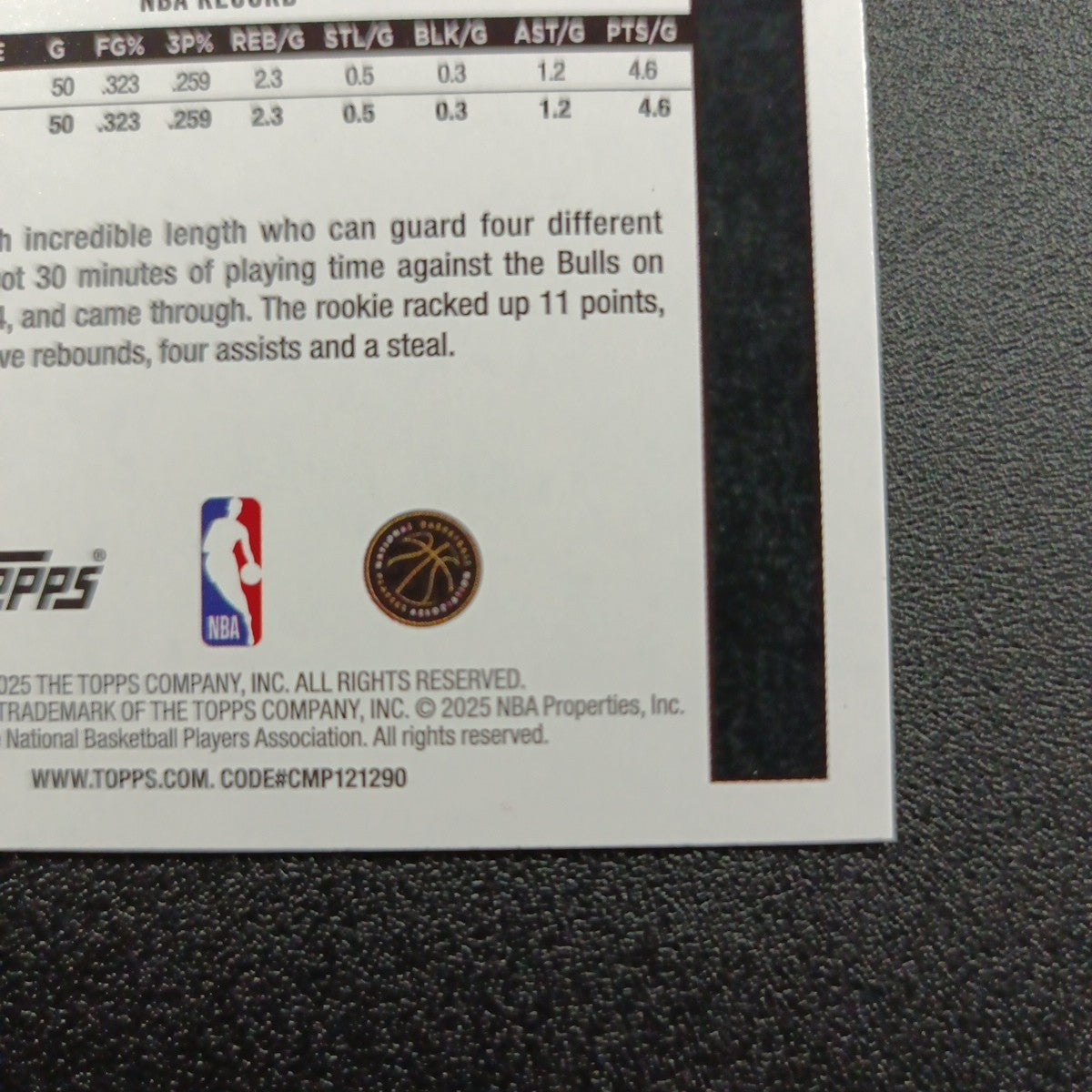 2025-26 Topps Basketball Card Cody Williams Silver Foil 45th Anniversary