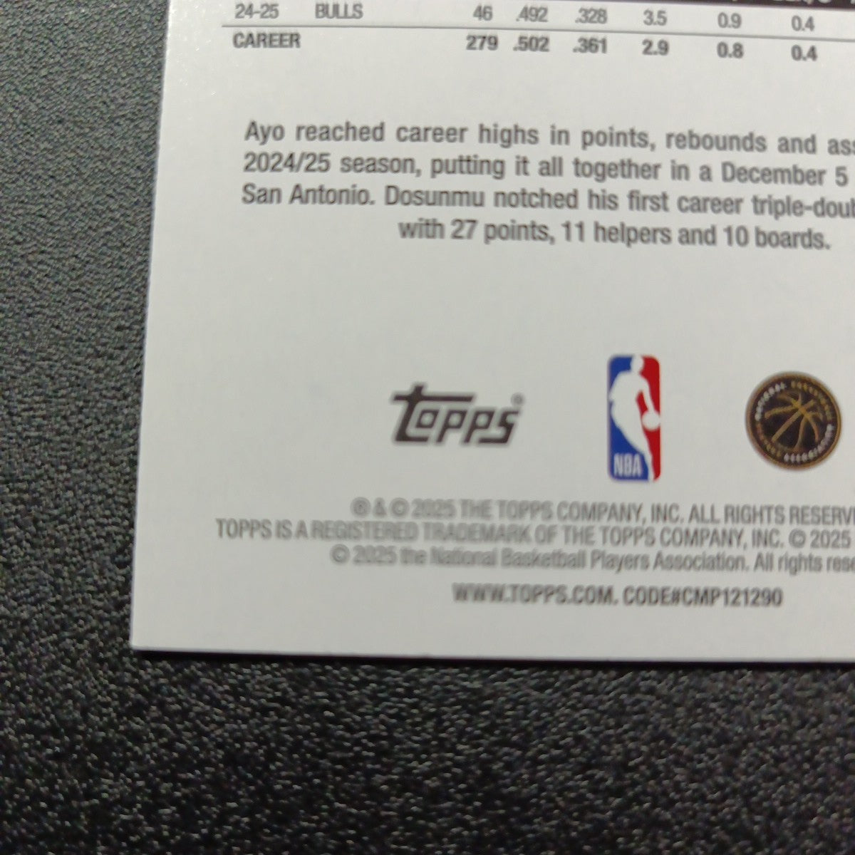 2025-26 Topps Basketball Card Ayo Dosunmu Silver Foil 45th Anniversary