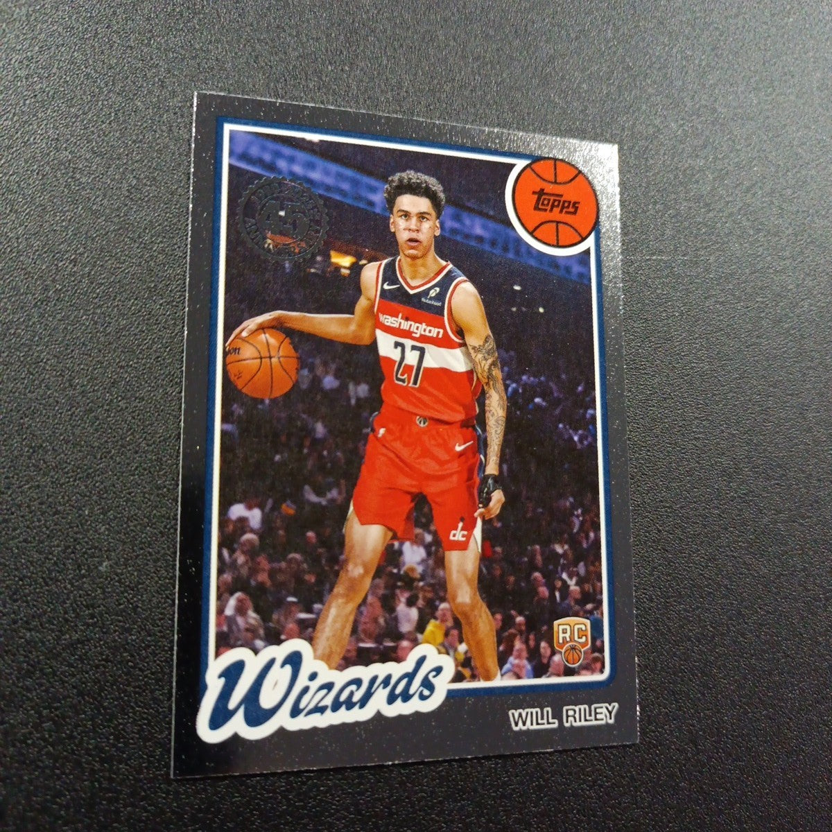 2025-26 Topps Basketball Card Will Riley Silver Foil 45th Anniversary