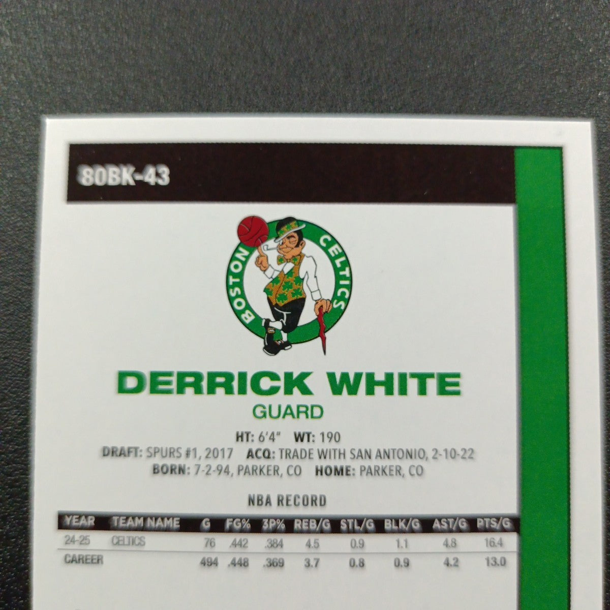 2025-26 Topps Basketball Card Derrick White Silver Foil 45th Anniversary
