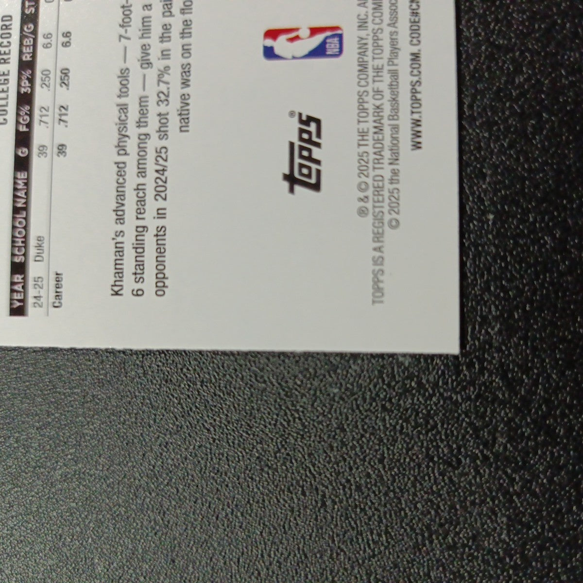 2025-26 Topps Basketball Card Khaman Maluach Silver Foil 45th Anniversary